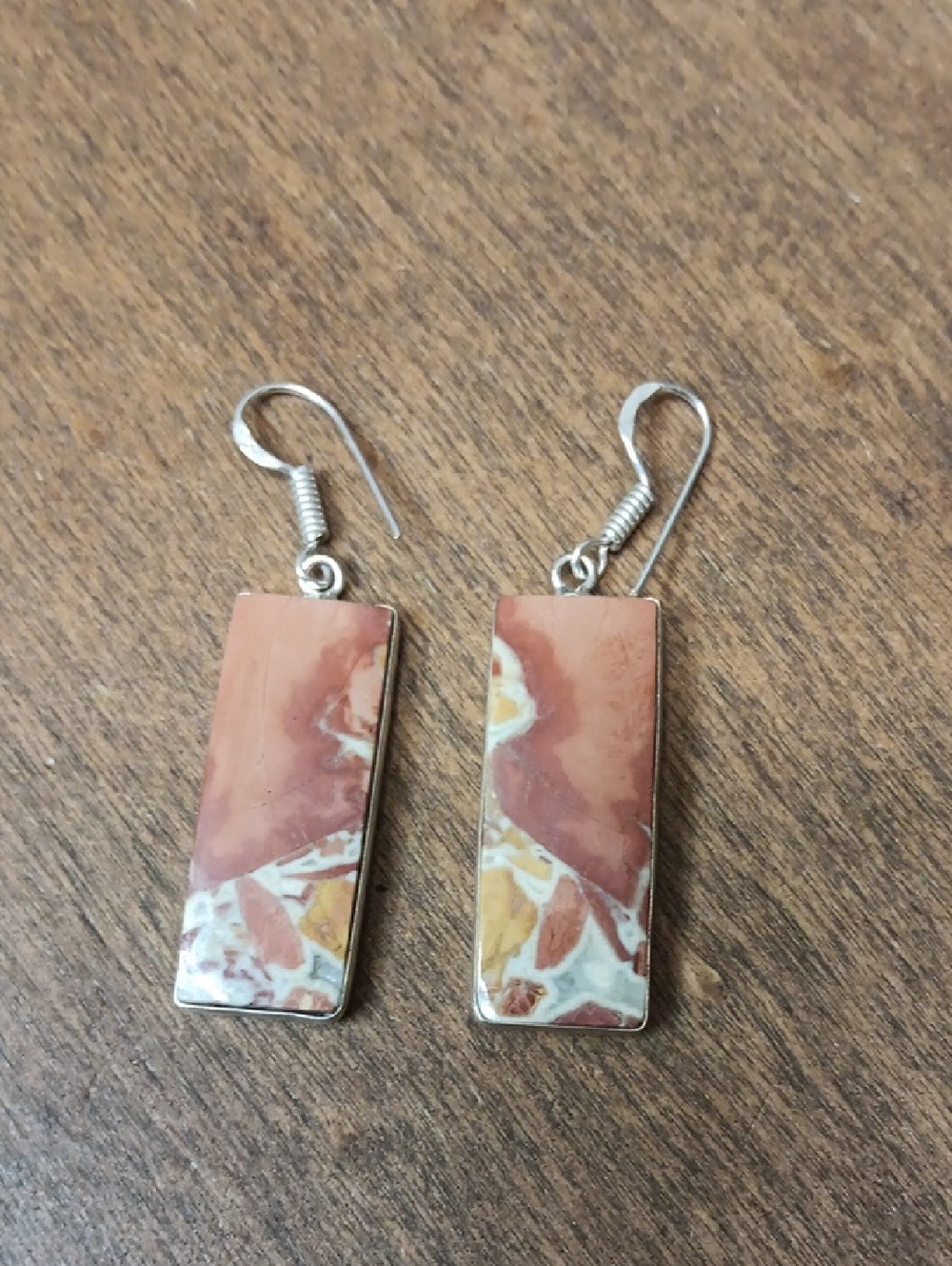 Natural Jasper Rectangle Drop Earrings